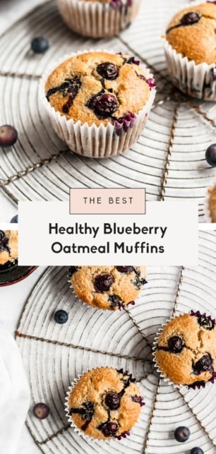 collage of healthy blueberry muffins