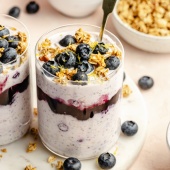 lemon blueberry overnight oats in a jar