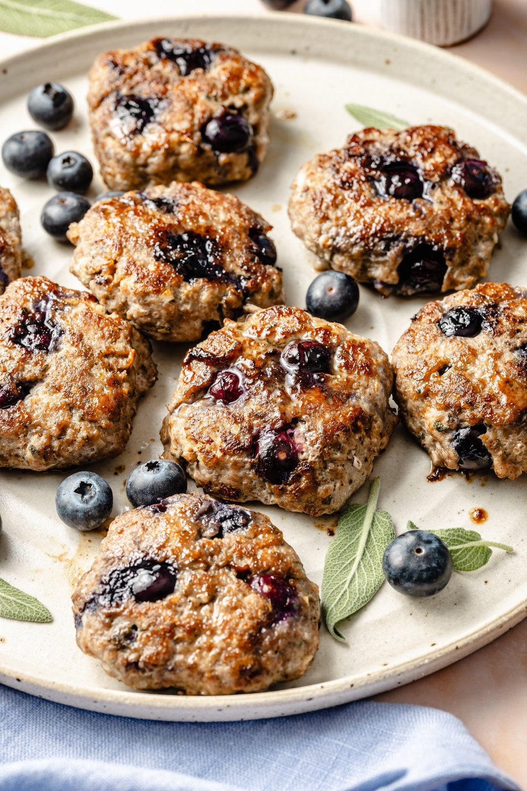 blueberry turkey sausage patties on a plate